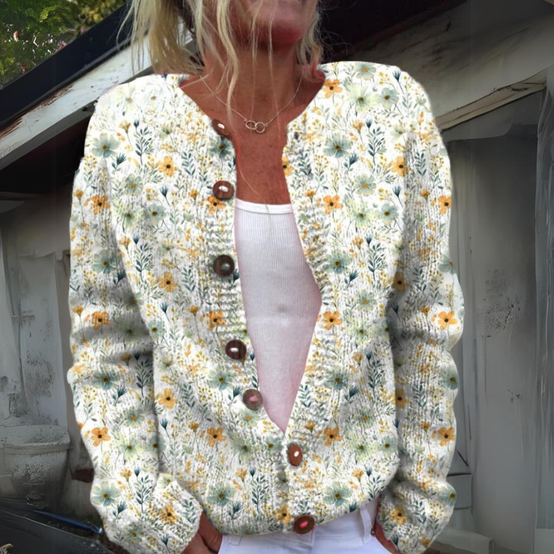 Talia™ - Cardigan med blommigt tryck